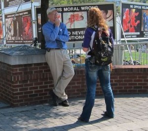 Dialoge with pro-abortion student.  I got the shade; I was there first.