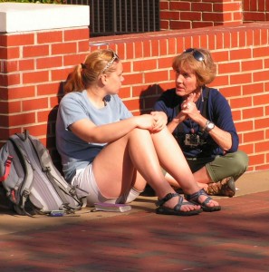 Jane speaks with Christian student